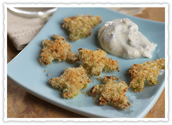 Panko Crusted Broccoli Clover Chips